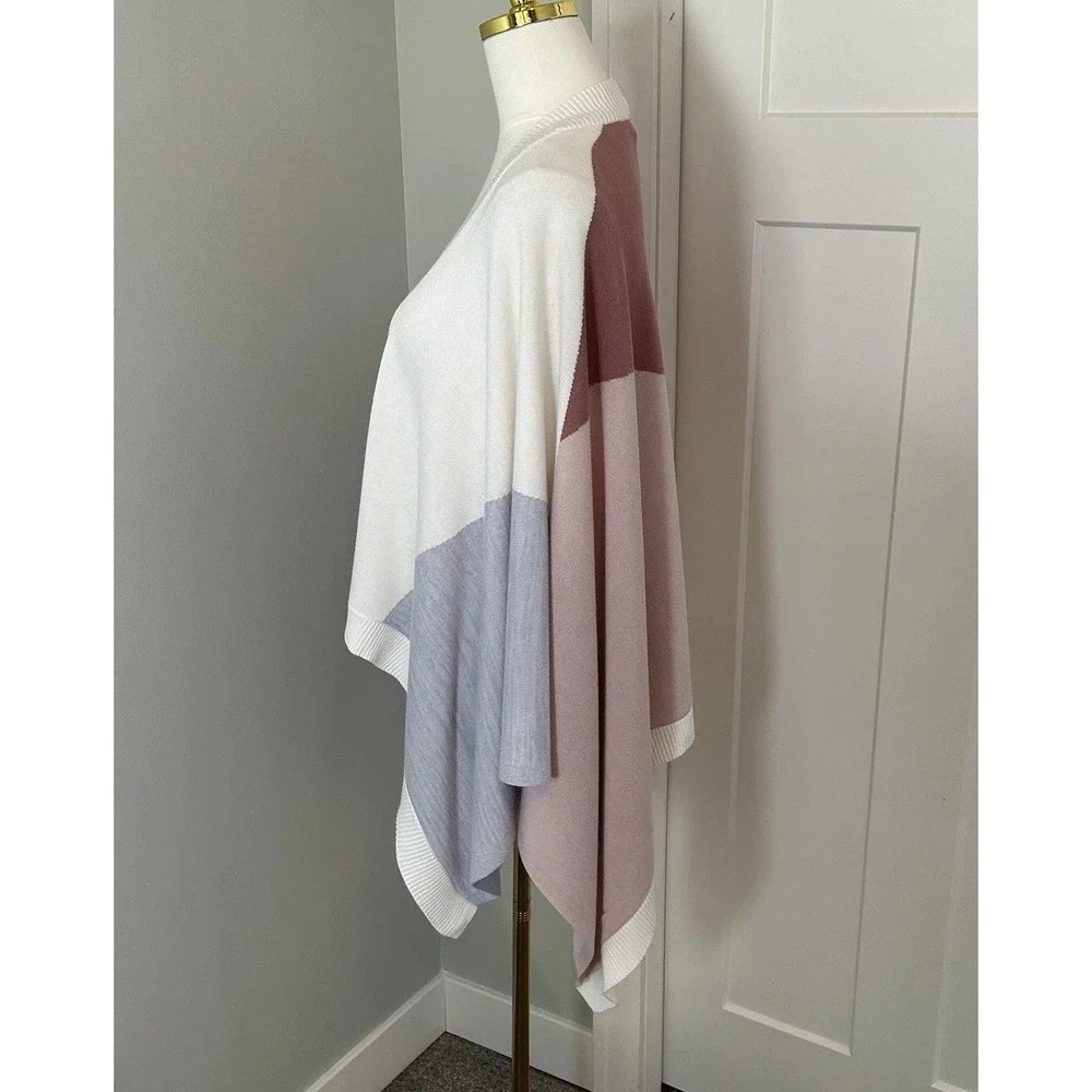 Lululemon Hatha Wrap OS Colorblock Open Front Poncho Shawl Cardigan Viscose Silk
